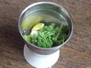coriander leaves with guava