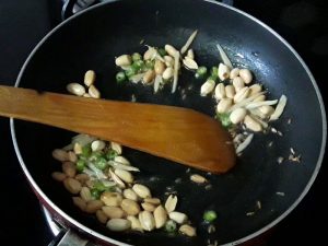 added ginger and green chilies in tadka