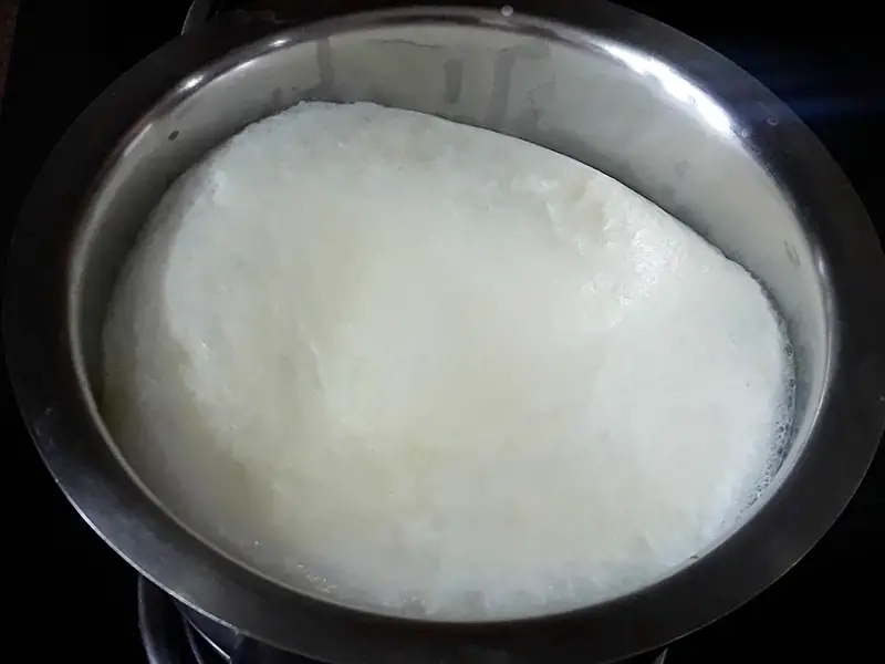 milk is boiling in pan