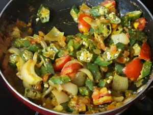 bhindi and tomatoes added in recipe