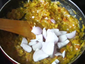 roughly chopped onions added in pan